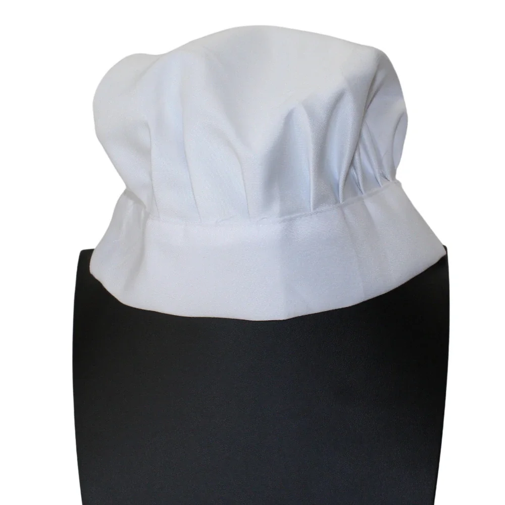 White Chef Hat Elastic On Back One Size Costume Cosplay